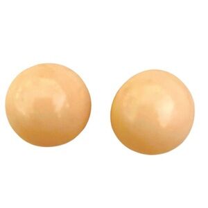 Vintage 80’s Earrings Peach Pink Dome Design Clip on Fasteners Retro 1980s 90s